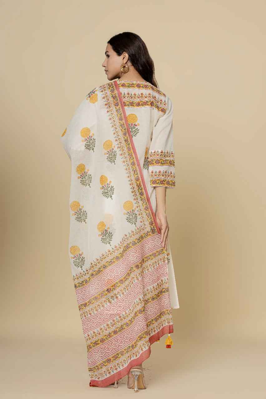 (Set of 3) Naksh Marigold Whisper Cotton Kurta Set