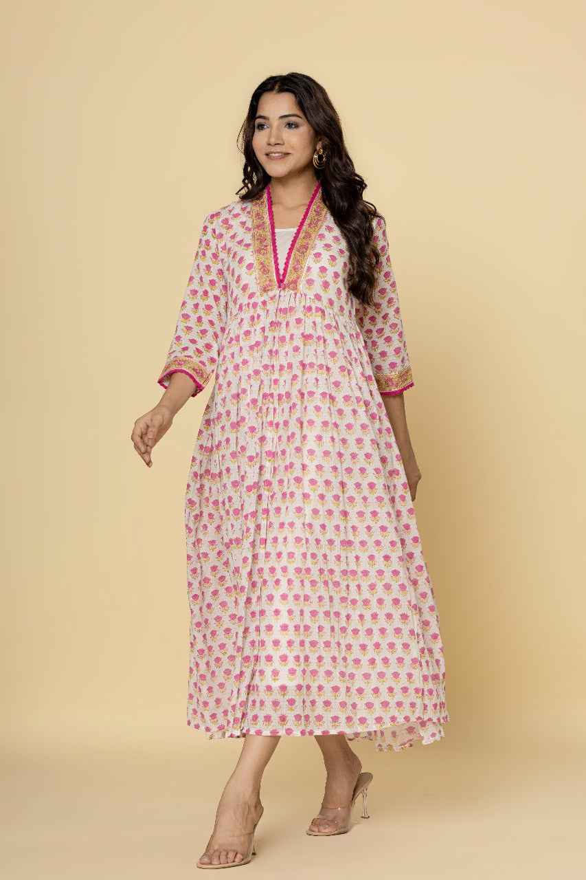 Naksh Printed Kurta Jacket With Plain Inner