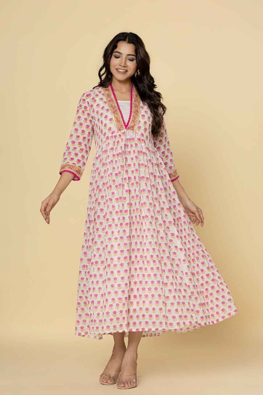 Naksh Printed Kurta Jacket With Plain Inner