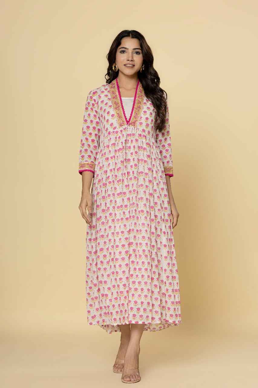 Naksh Printed Kurta Jacket With Plain Inner