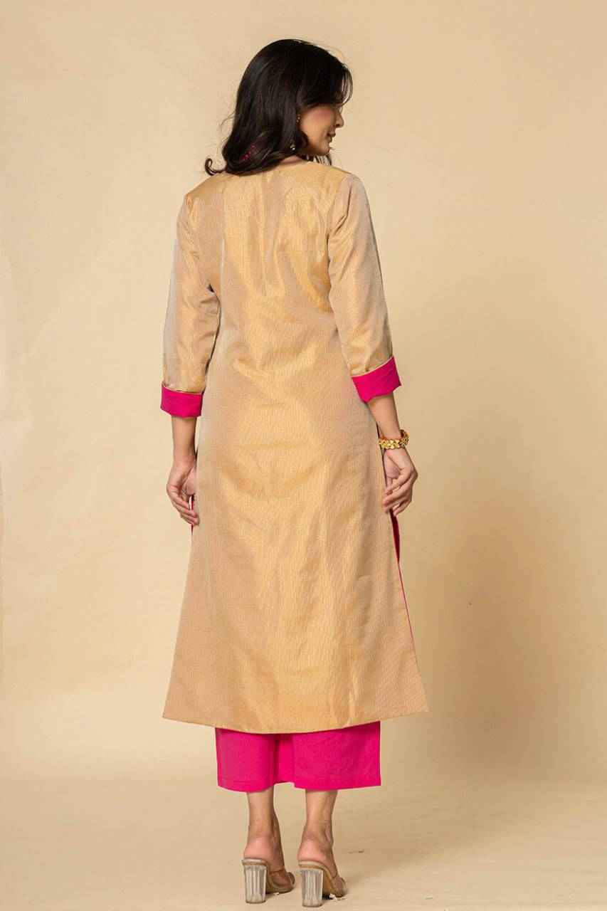 (Set of 3) Naksh Golden Tissue Straight Kurta