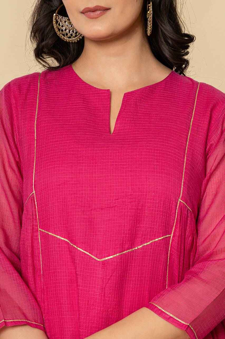 (Set of 3) Naksh Rani Pink Pure Kota Doriya Kurta