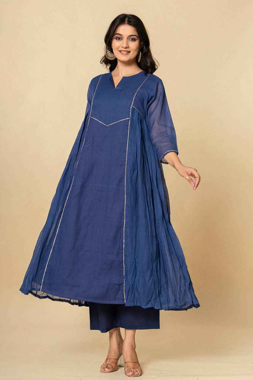 (Set of 3) Naksh Blue Pure Kota Doriya Kurta