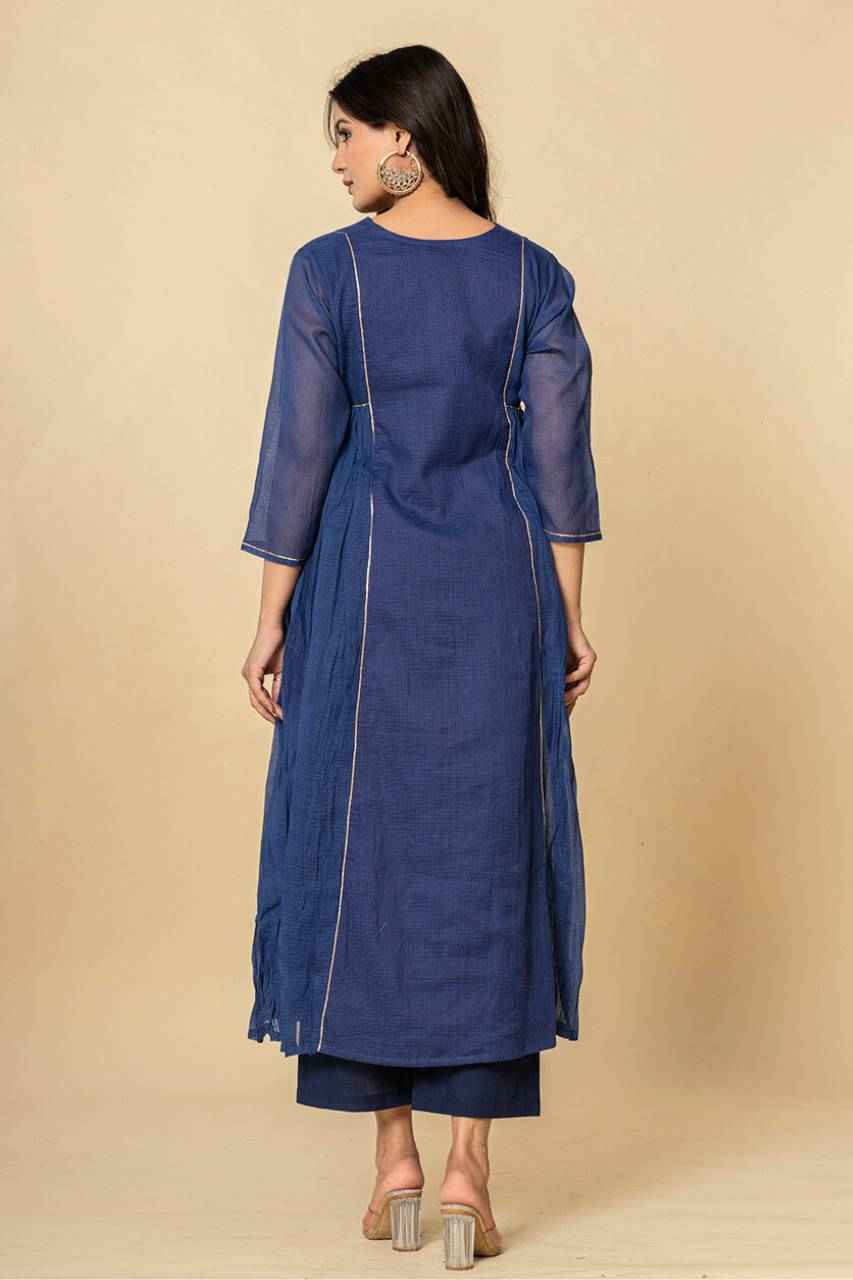 (Set of 3) Naksh Blue Pure Kota Doriya Kurta