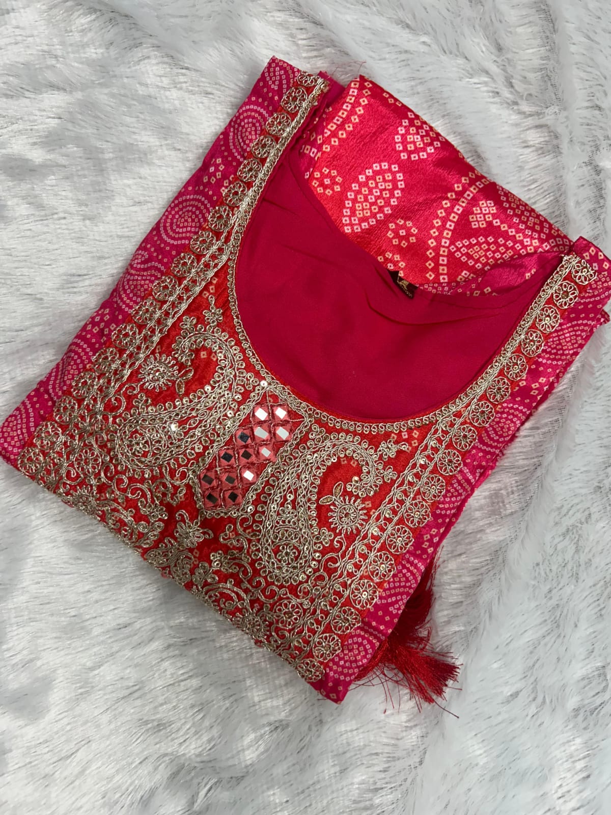 Tritiyaa Elegant Chinon Straight Kurta Set with Heavy Embroidery & Mirror Work | Kurta Pant Dupatta