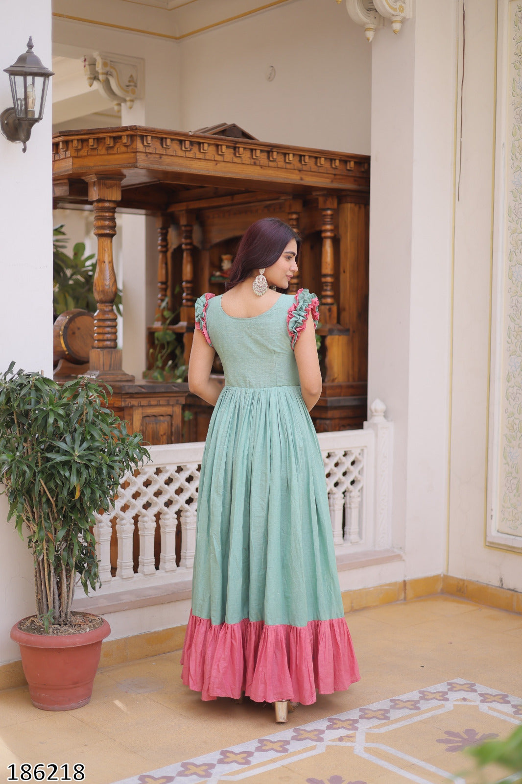 Tritiyaa Cotton Embroidered Designer Gown | Sequins & Beads Party Wear Gown