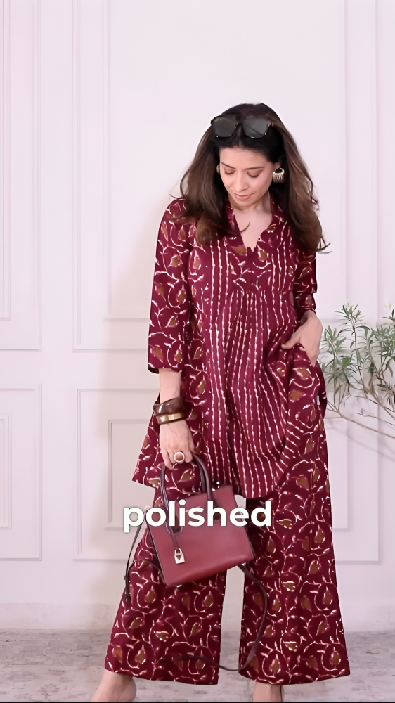 Tritiyaa Yellow Printed Cotton Kurti Pant Set | Regular Fit Daily Wear Set