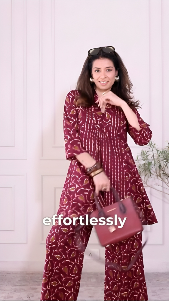 Tritiyaa Yellow Printed Cotton Kurti Pant Set | Regular Fit Daily Wear Set