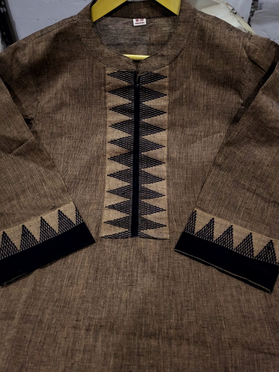 Tritiyaa Chettinad Cotton Kurti Pant Set with Center Zip | Modern Office Wear Set