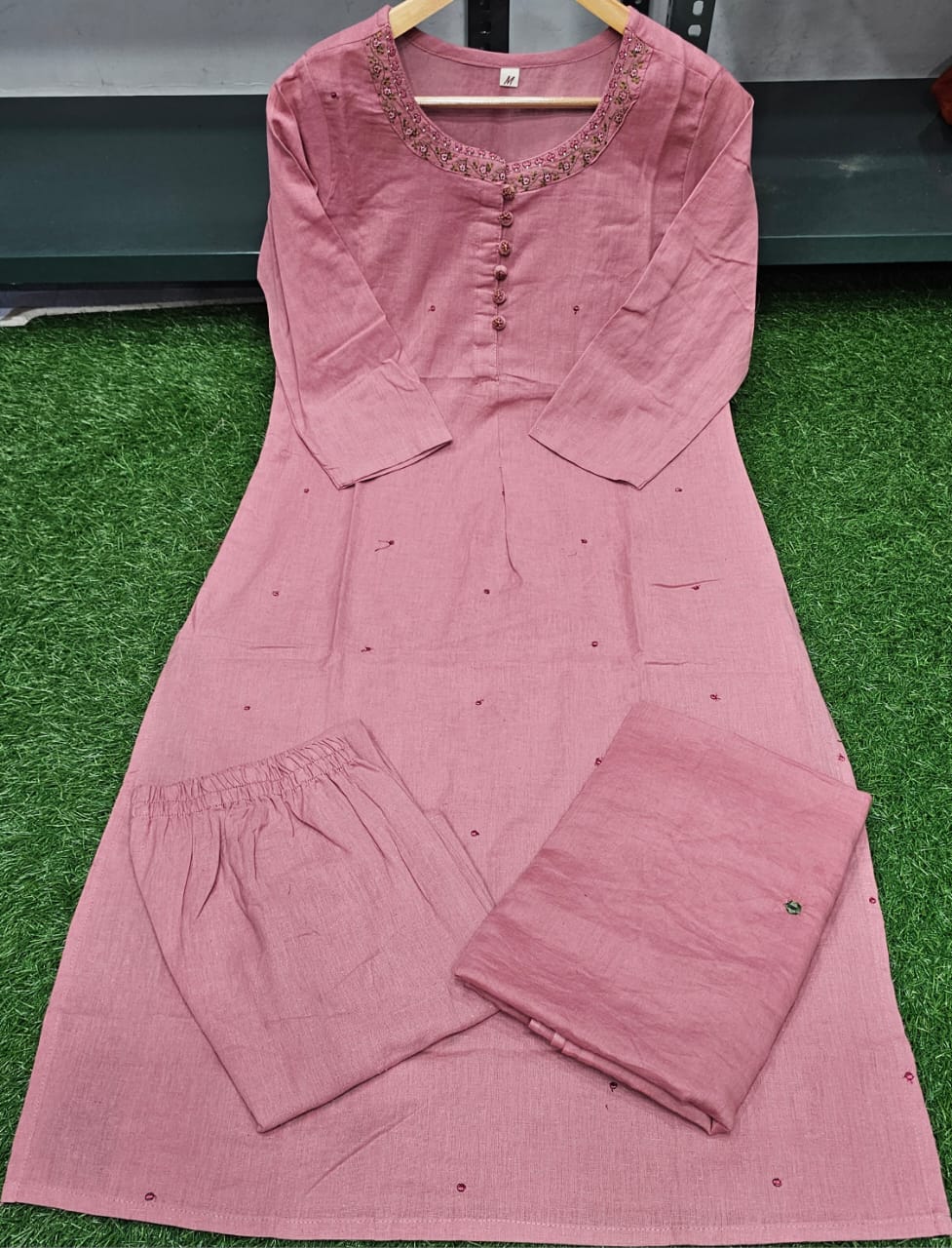 Tritiyaa Designer Cotton Flex Embroidered Kurti Pant Dupatta Set | Festive 3-Piece Set