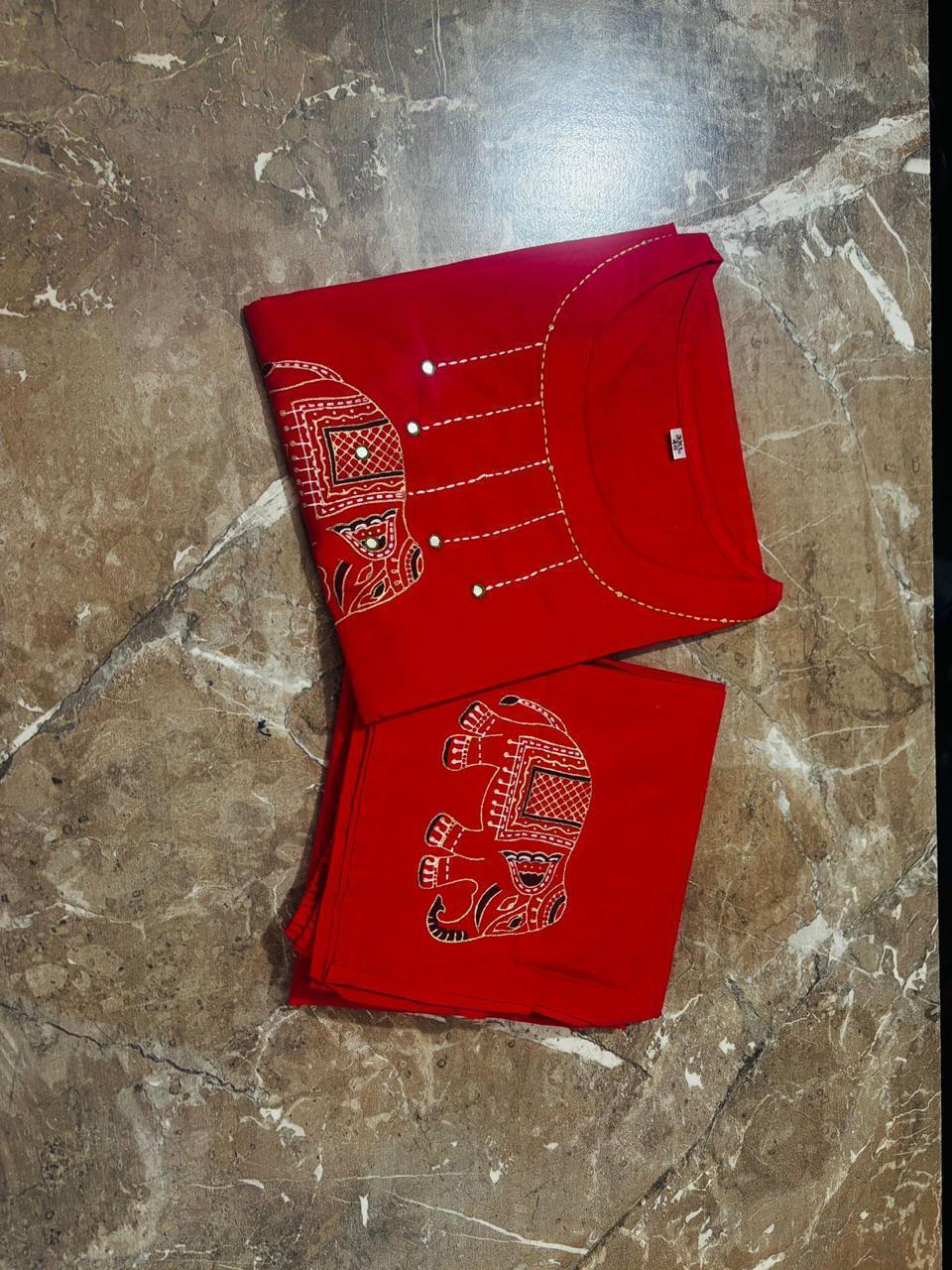 Tritiyaa Jaipuri Hand Block Printed A-Line Cotton Kurti Pant Set | Festive Co-Ord Set