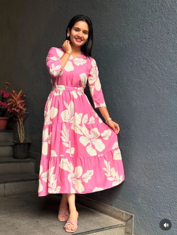 Tritiyaa Printed Cotton Midi Kurti | Stylish Daily Wear Midi Dress