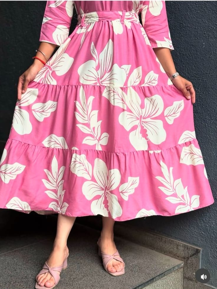 Tritiyaa Printed Cotton Midi Kurti | Stylish Daily Wear Midi Dress