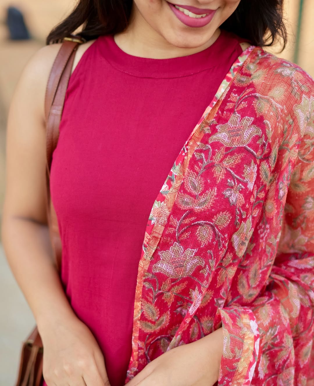 Tritiyaa Handloom A-Line Halter Neck Kurti Pant Set with Kota Doria Dupatta | Premium Ethnic Set