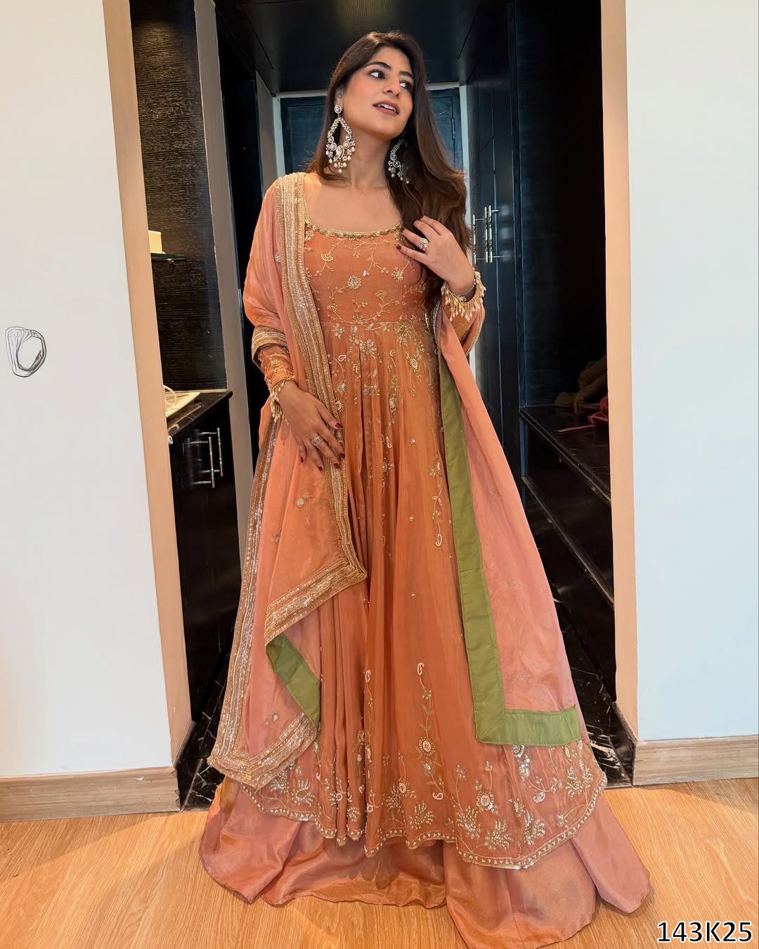 Tritiyaa Designer Chinon Silk Gown Lehenga Dupatta Set | Premium Party & Festive Wear