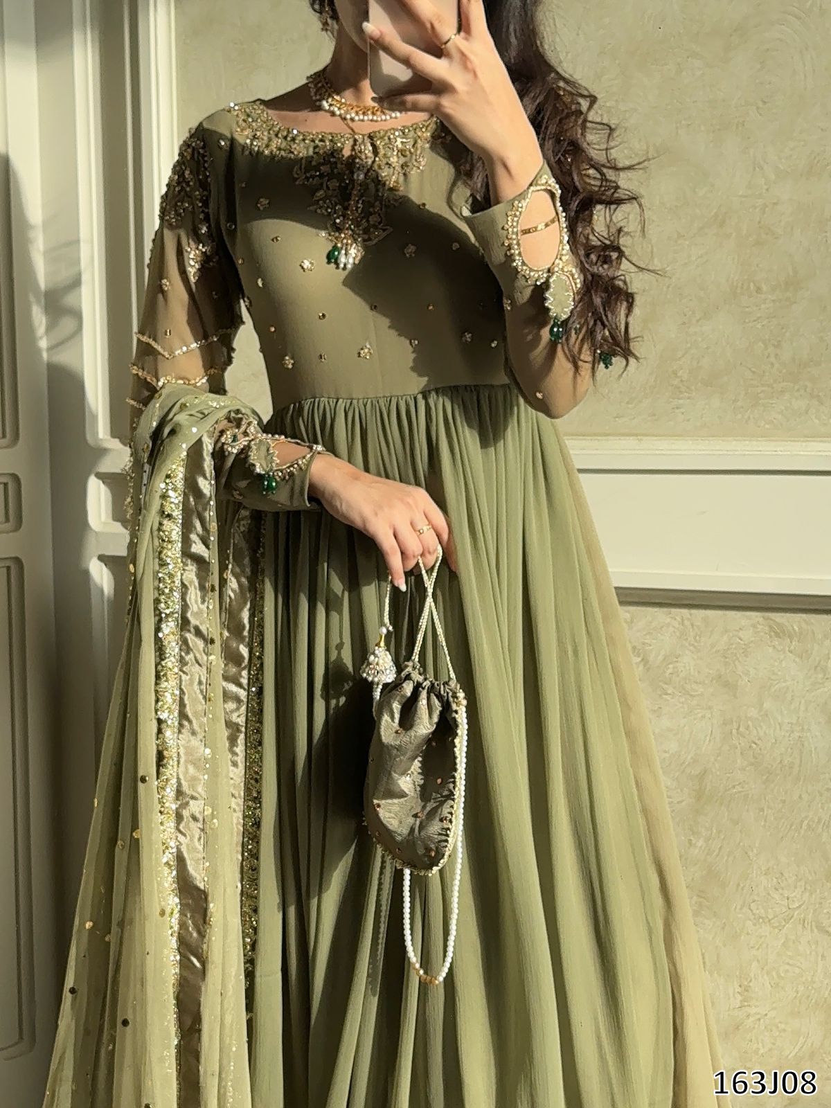Tritiyaa Heavy Designer Faux Georgette Gown Set with Dupatta & Bottom | Party Wear Collection