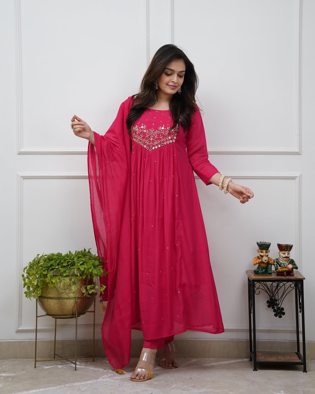 Tritiyaa Cotton Embroidered Kurti Pant Set | Classy Office Wear Ethnic Set