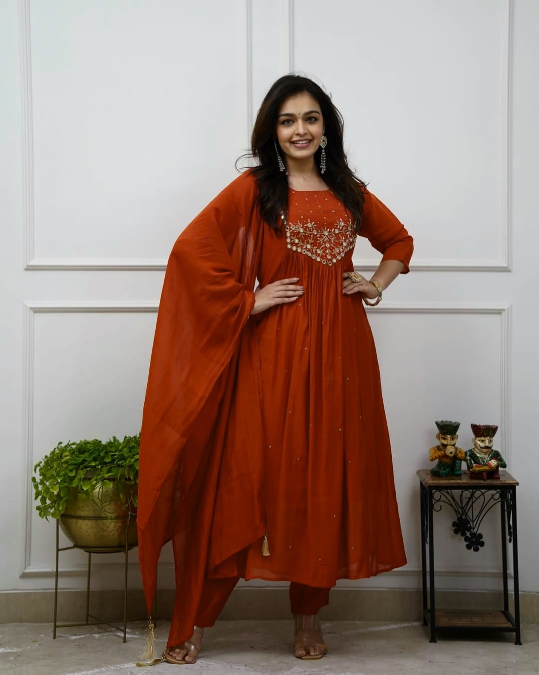 Tritiyaa Cotton Embroidered Kurti Pant Set | Classy Office Wear Ethnic Set