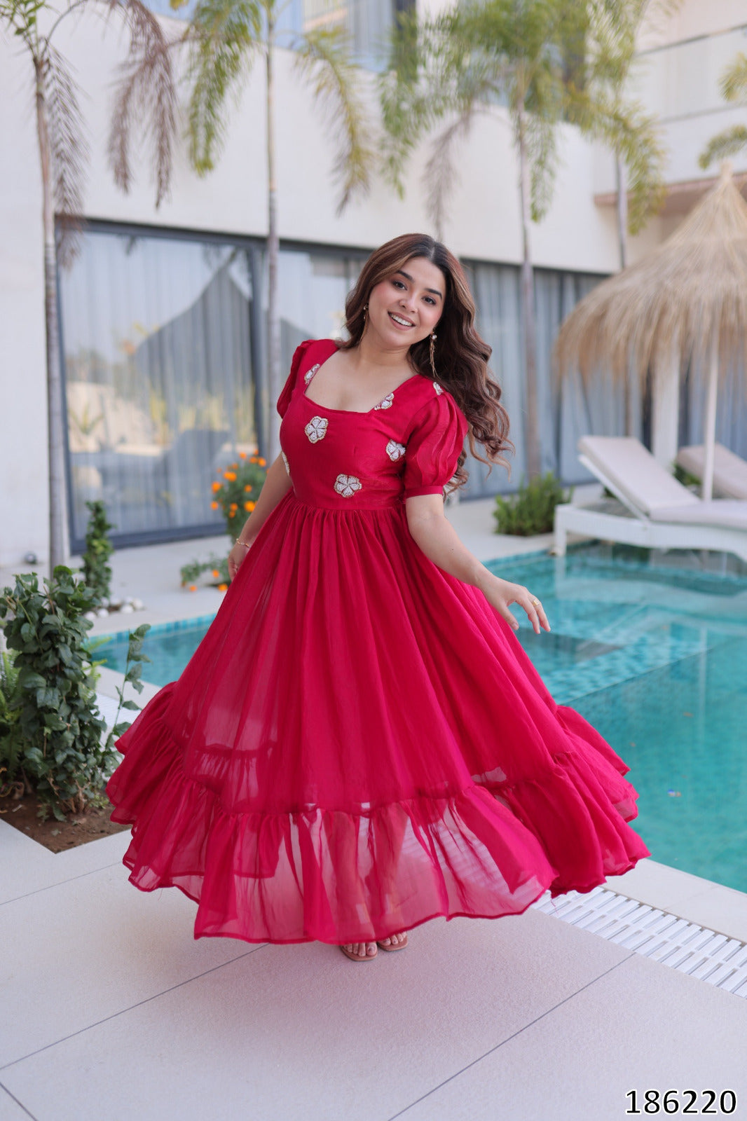 Tritiyaa Designer Fendi Silk Embroidered Gown | Premium Ready-Made Party Wear Gown