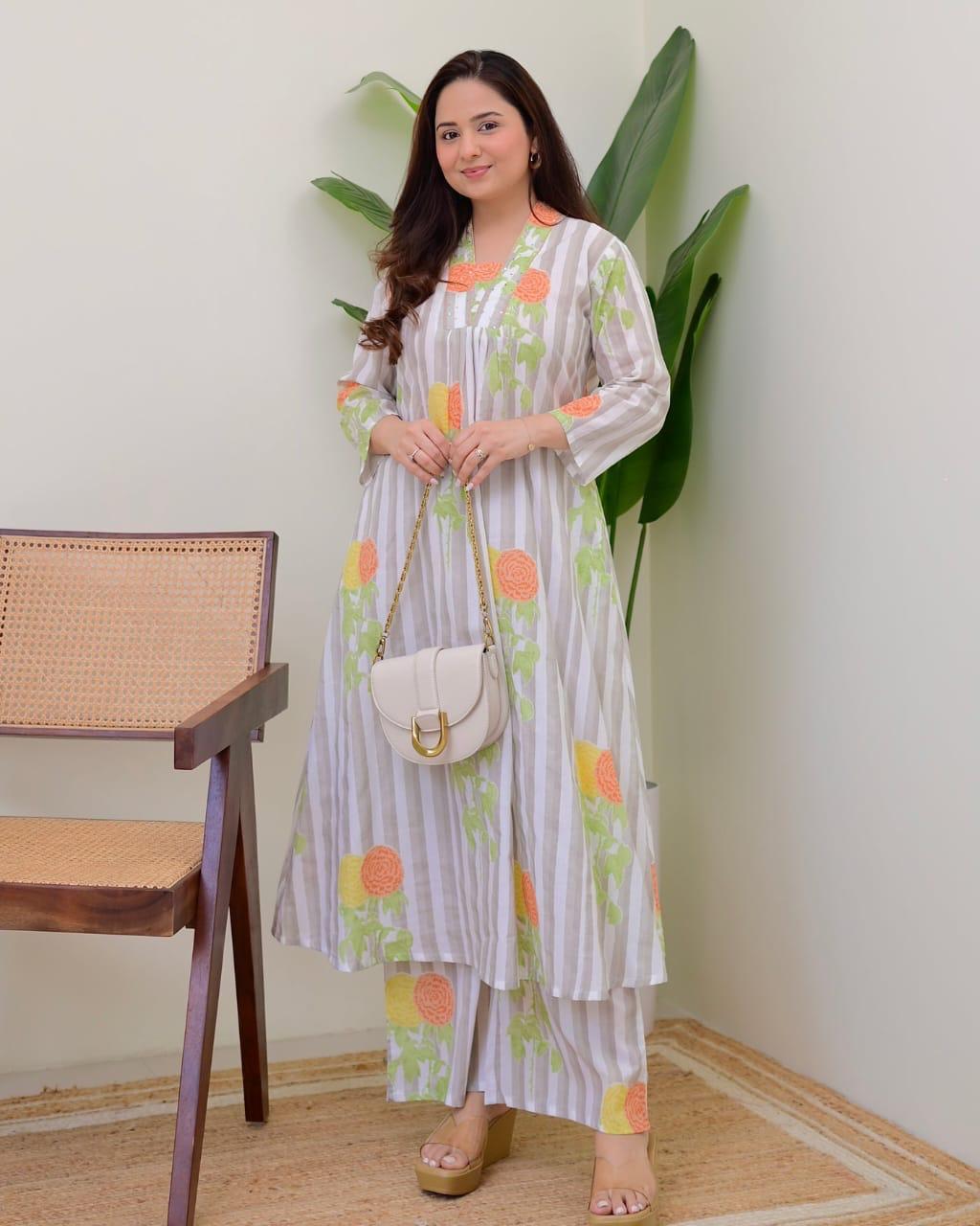 Tritiyaa Summer Special Taj Cotton Pintuck Kurti Pant Set | Office & Daily Wear