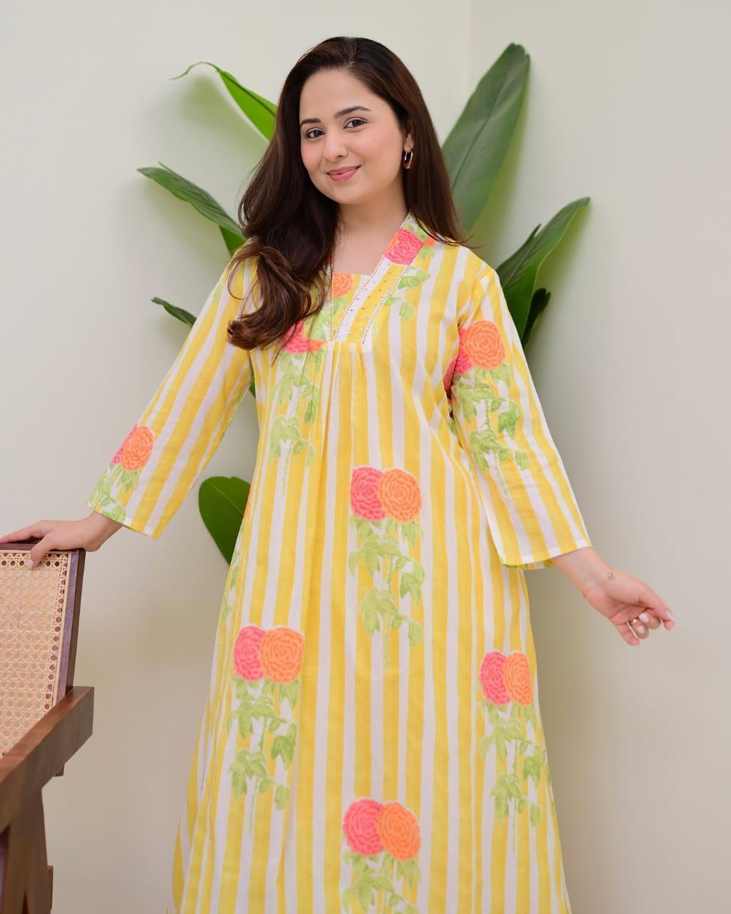 Tritiyaa Summer Special Taj Cotton Pintuck Kurti Pant Set | Office & Daily Wear