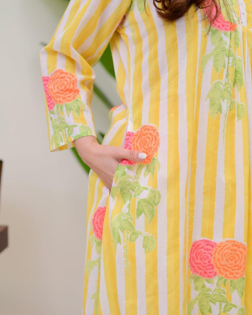 Tritiyaa Summer Special Taj Cotton Pintuck Kurti Pant Set | Office & Daily Wear