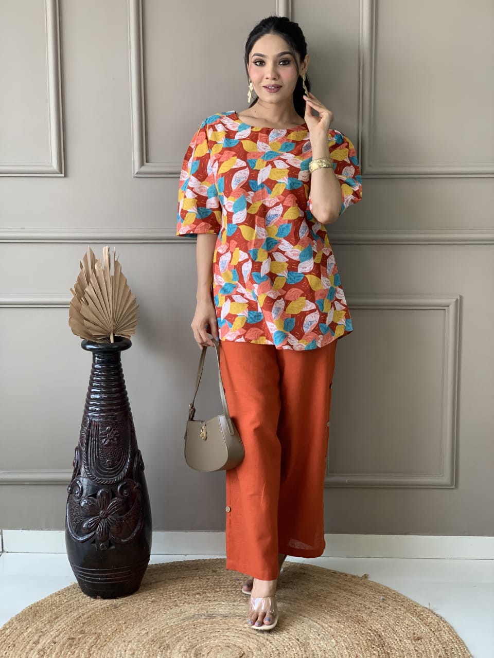 Tritiyaa Pure Cotton Chic Coord Set with Puff Sleeves | Daily Wear Cord Set