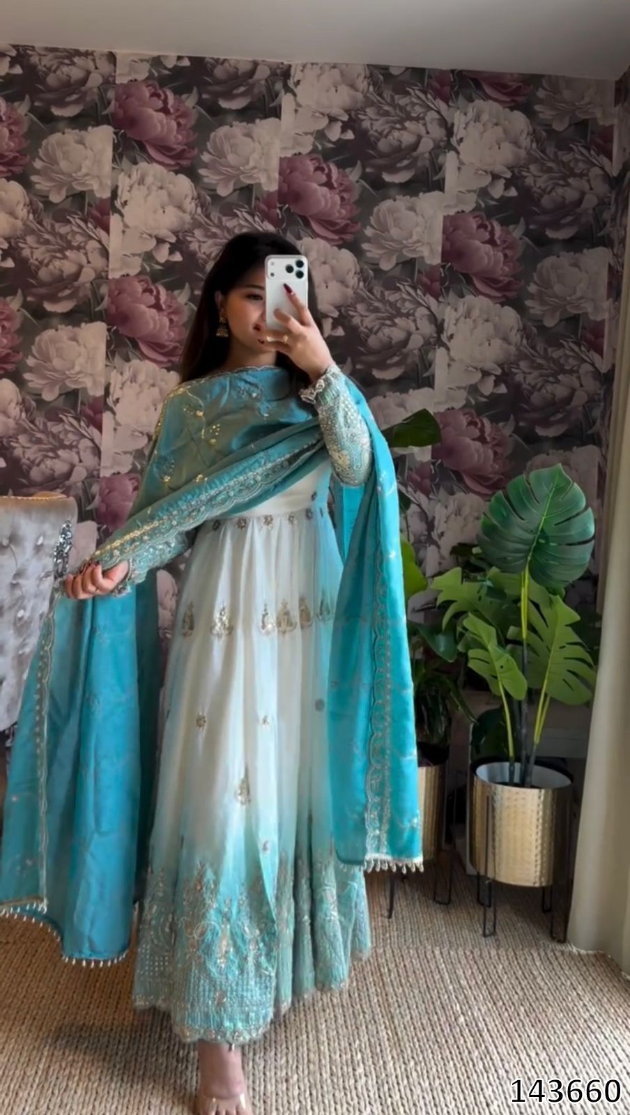 Tritiyaa Star Georgette Embroidered Anarkali Set | 3-Piece Festive Wear