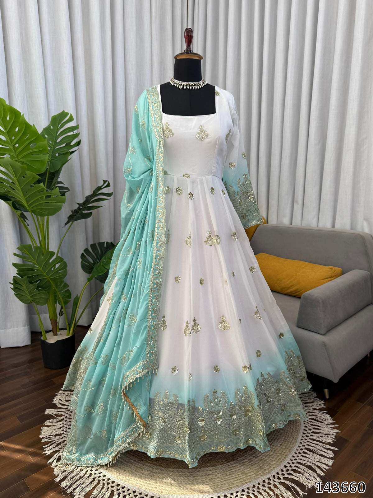 Tritiyaa Star Georgette Embroidered Anarkali Set | 3-Piece Festive Wear