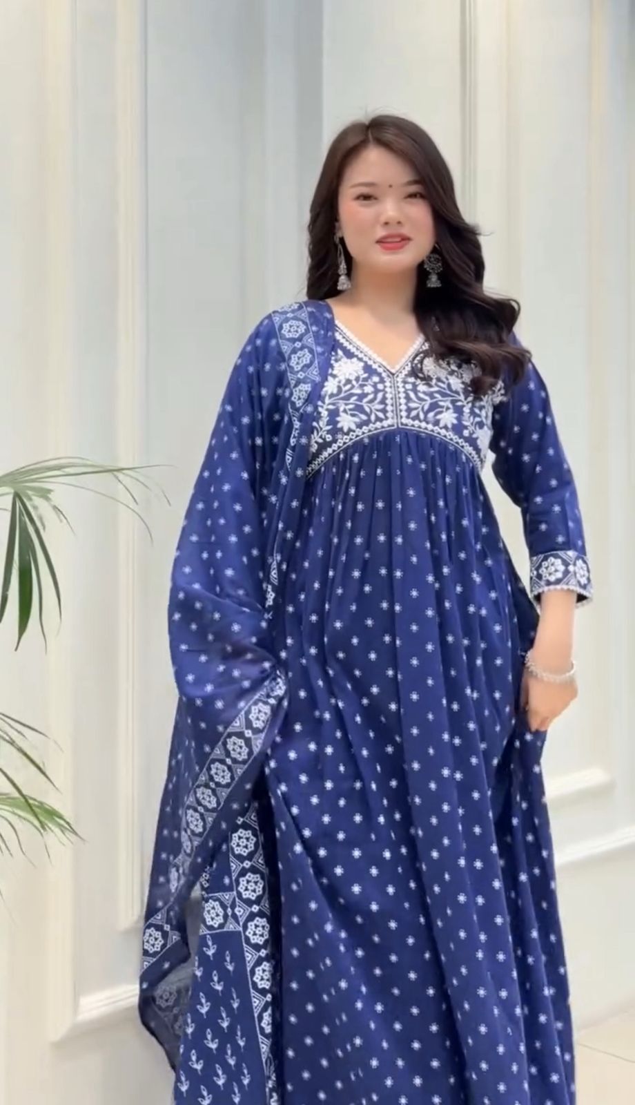 Tritiyaa Flared Cotton Embroidered Kurta Pant Dupatta Set | Dreamy Festive 3-Piece