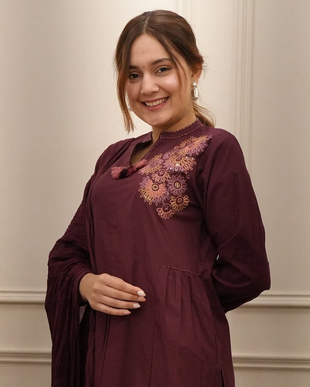 Tritiyaa Heavy Cotton Embroidered Kurti Pant Dupatta Set | Premium 3-Piece Ethnic Wear