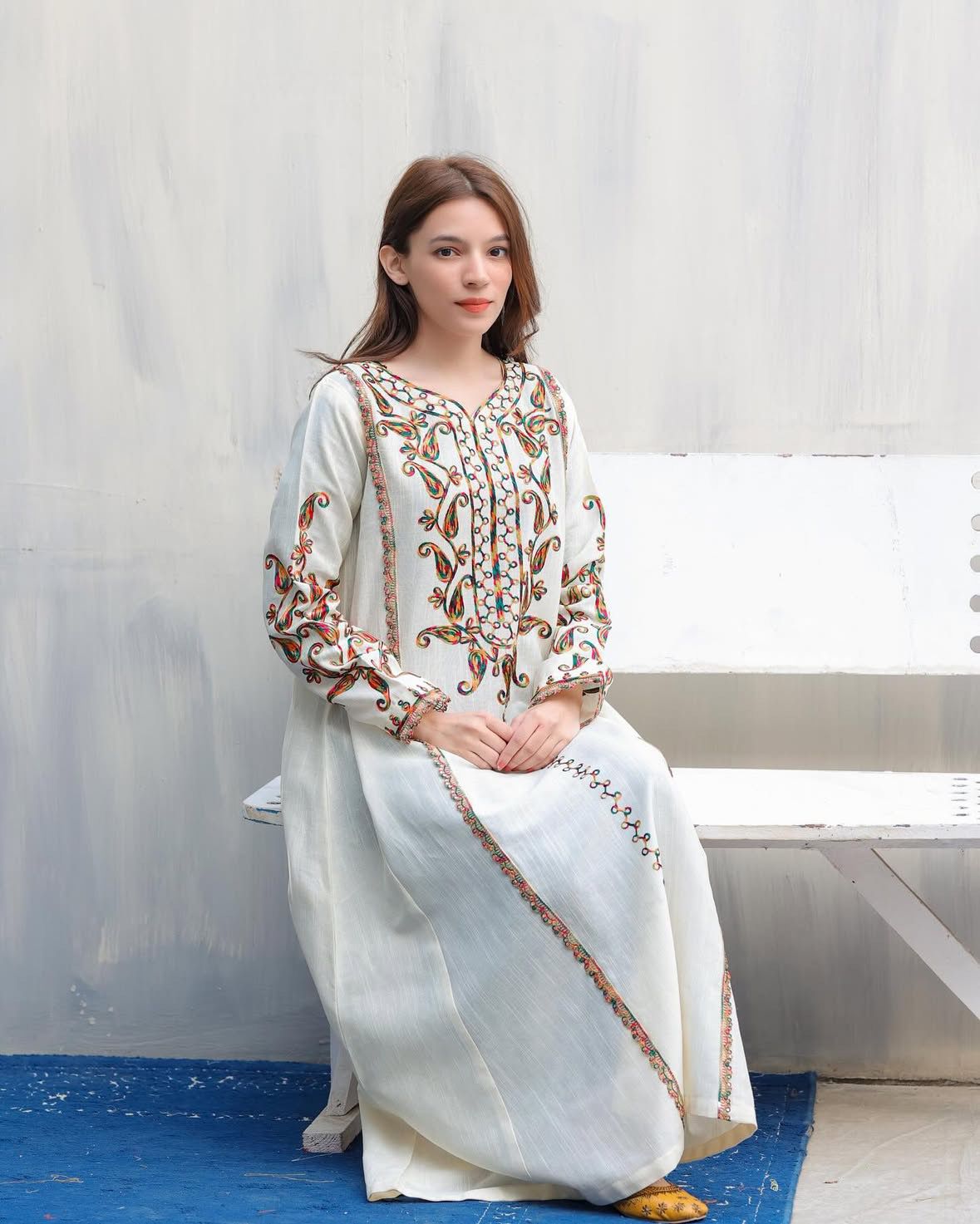 Tritiyaa Summer Cotton Flex Aari Embroidered Kurti Pant Set | Lace Detail Co-Ord