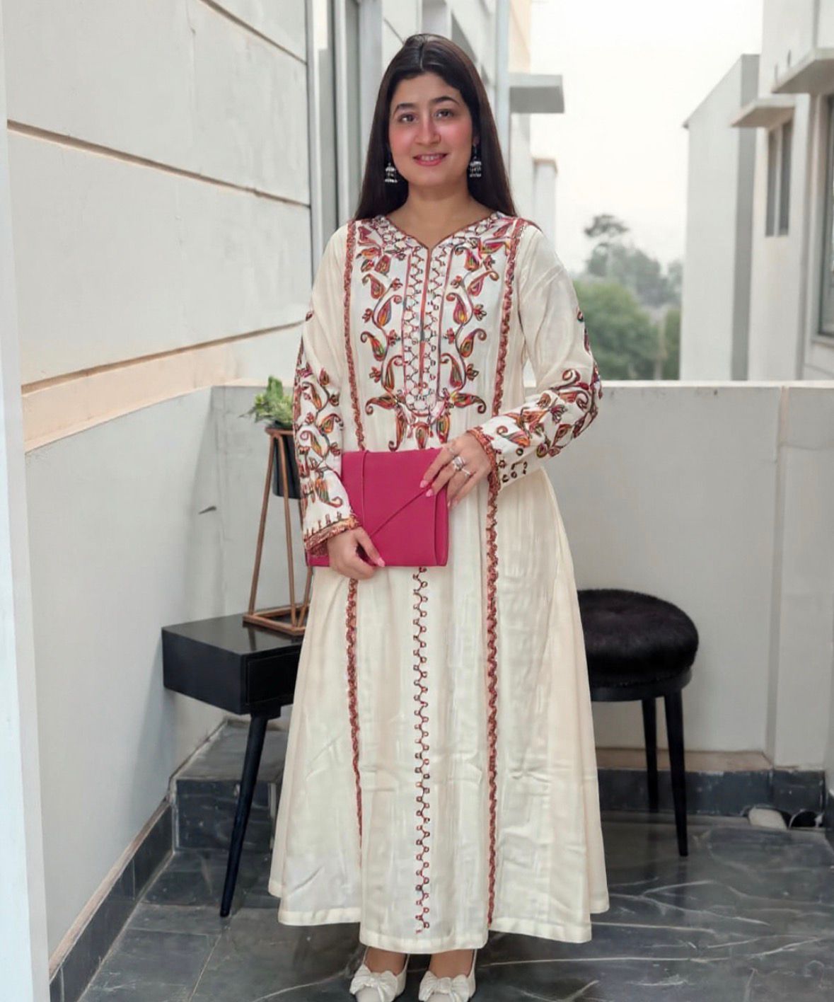 Tritiyaa Summer Cotton Flex Aari Embroidered Kurti Pant Set | Lace Detail Co-Ord