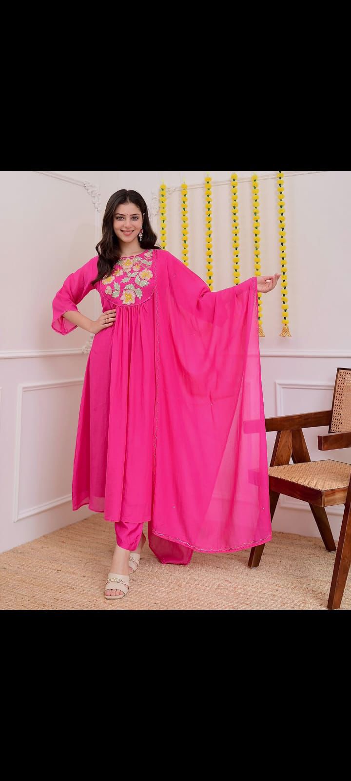 Tritiyaa Pink Heavy Embroidered Cotton Kurti Pant Dupatta Set | 3-Piece Showroom Collection