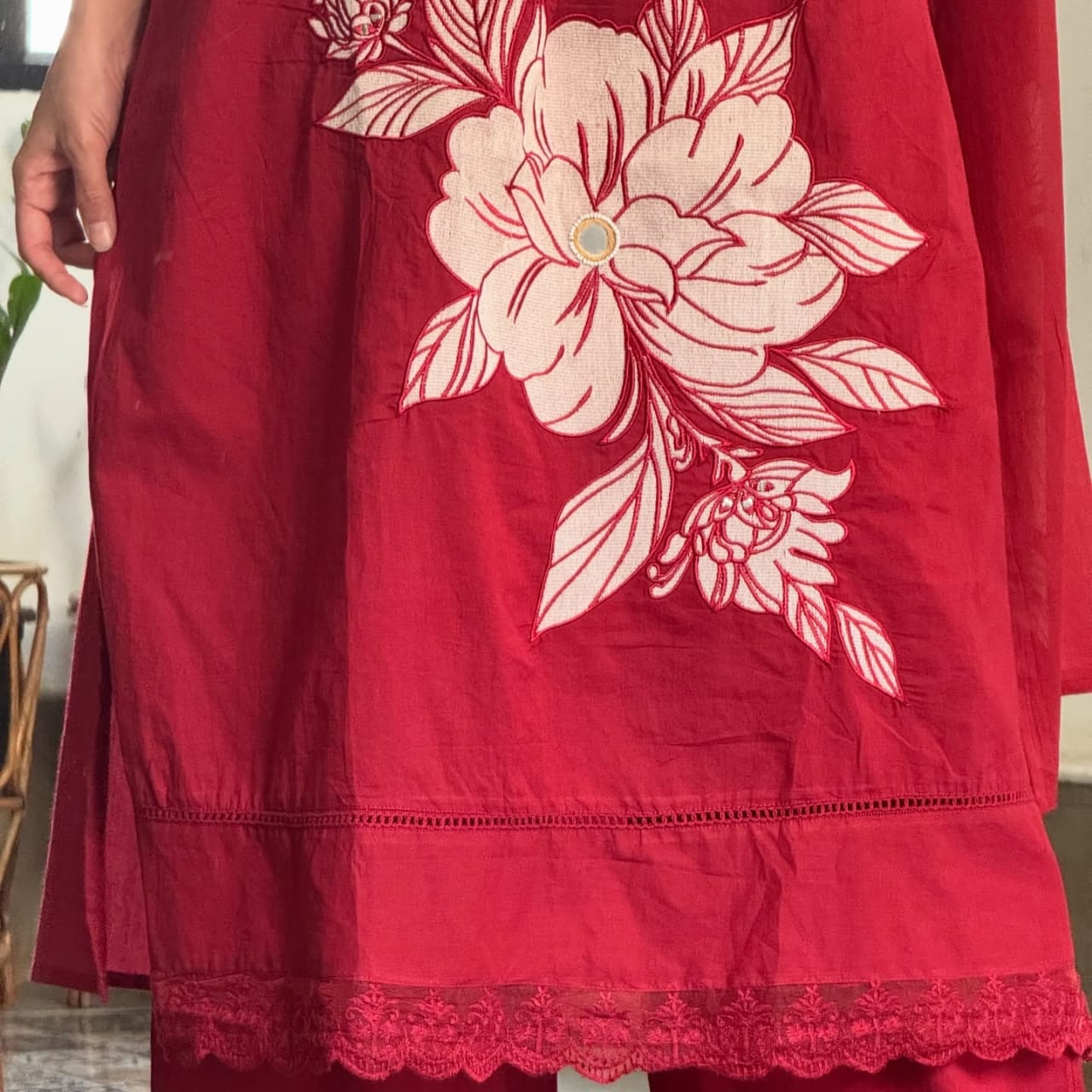 Tritiyaa A-Line Embroidered Cotton Kurta Pant Dupatta Set | Boutique Style 3-Piece Suit