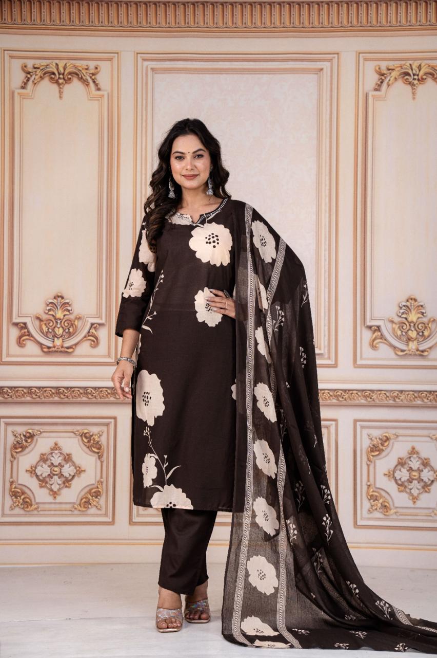 Tritiyaa Heavy Cotton Kurti Pant Dupatta Set | 3-Piece Magic Ethnic Set