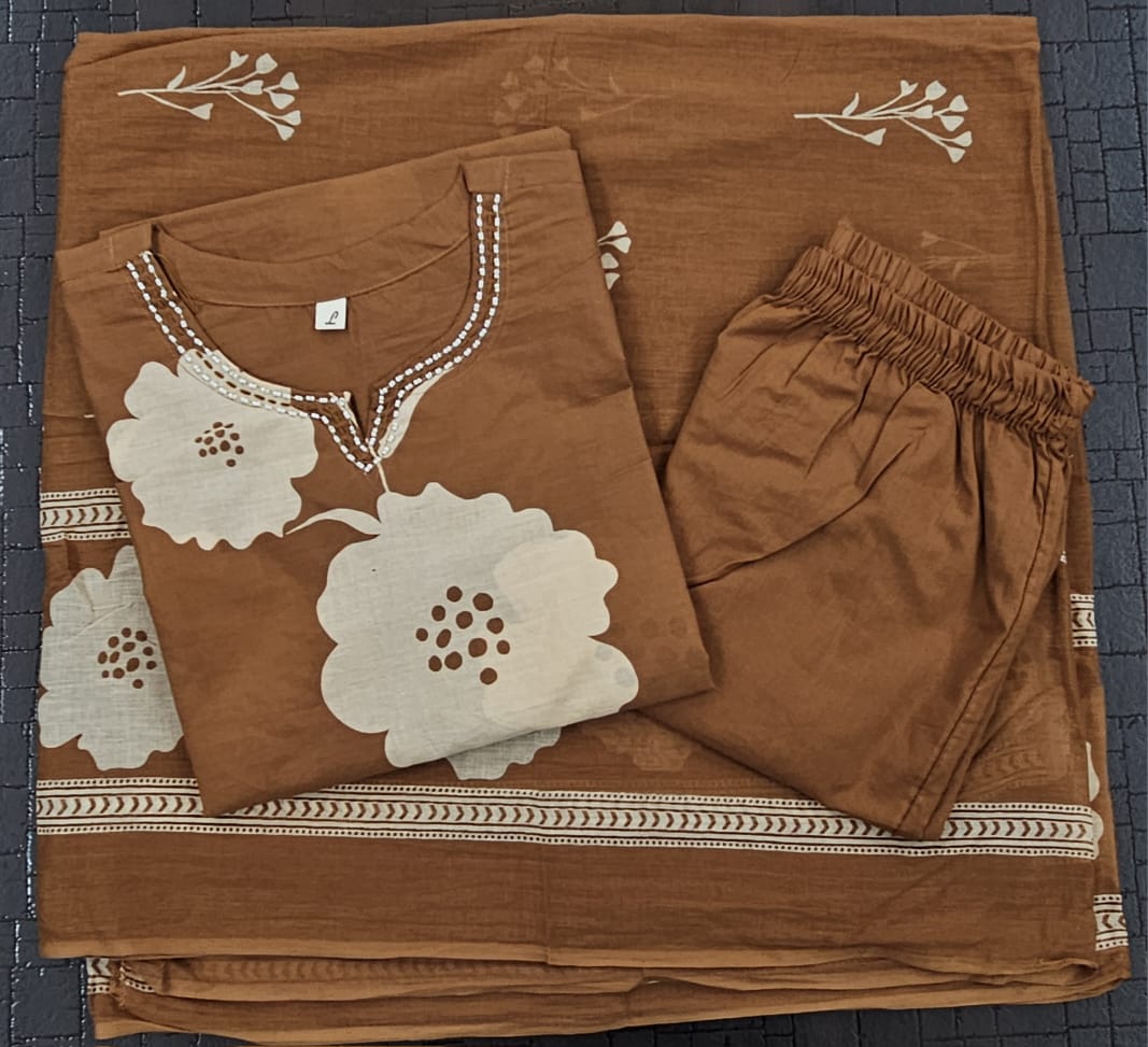 Tritiyaa Heavy Cotton Kurti Pant Dupatta Set | 3-Piece Magic Ethnic Set